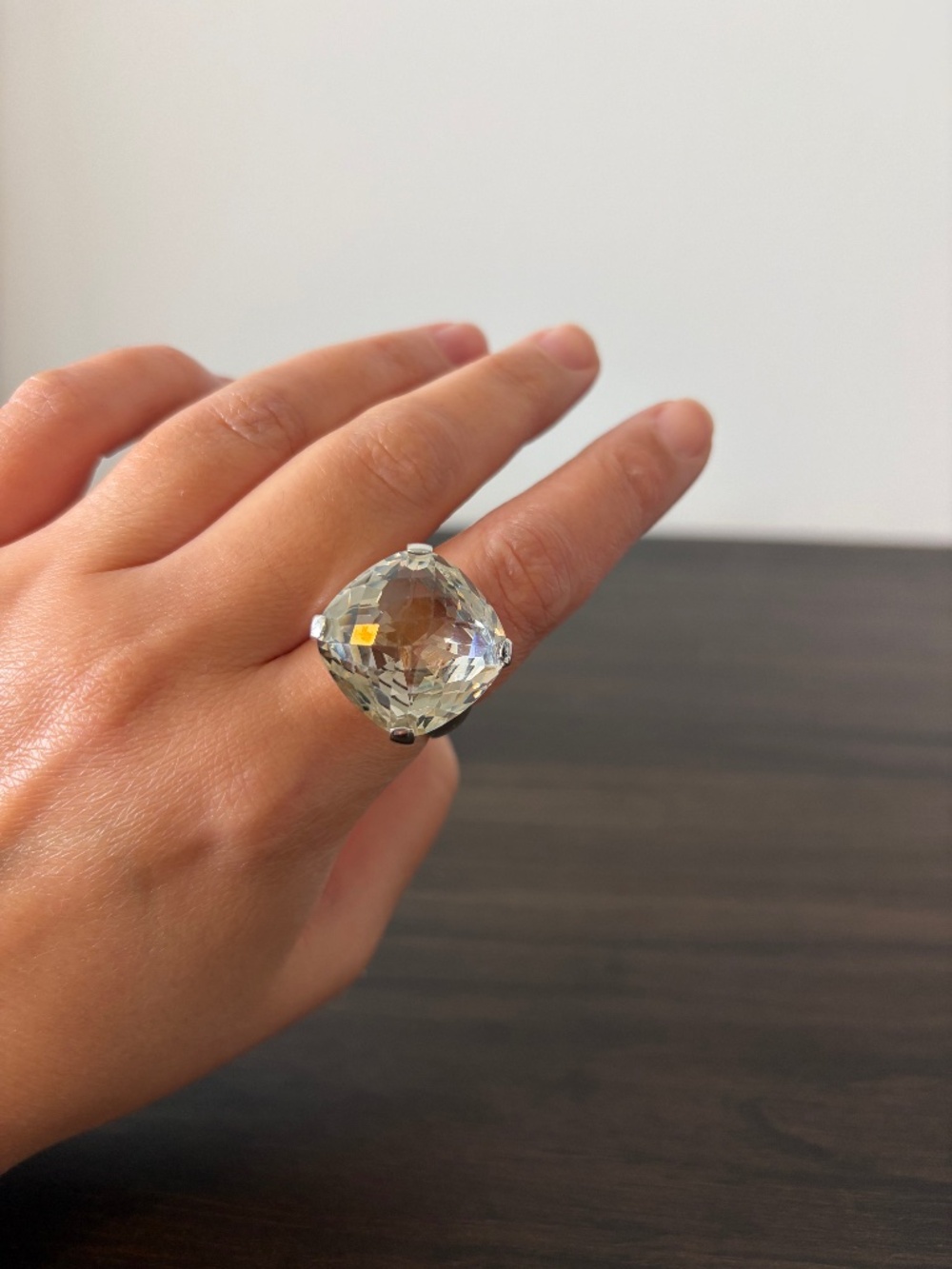 Swarovski Large Cushion Cut Crystal Cocktail Ring, Size M (Fits US 7)